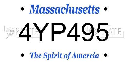 4YP495 Massachusetts License Plate