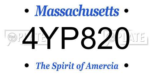 4YP820 Massachusetts License Plate