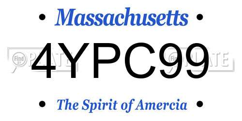 4YPC99 Massachusetts License Plate