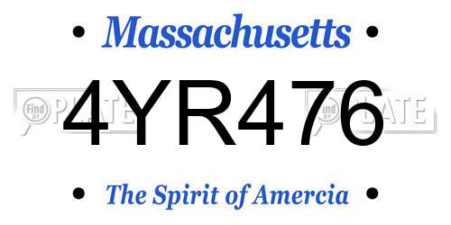 4YR476 Massachusetts License Plate