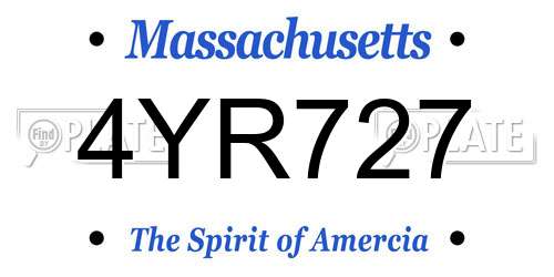 4YR727 Massachusetts License Plate