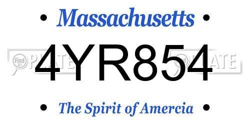 4YR854 Massachusetts License Plate