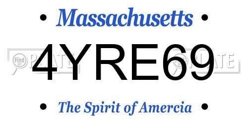 4YRE69 Massachusetts License Plate