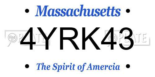 4YRK43 Massachusetts License Plate