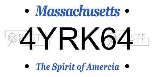 4YRK64 Massachusetts License Plate