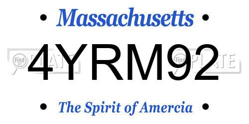 4YRM92 Massachusetts License Plate