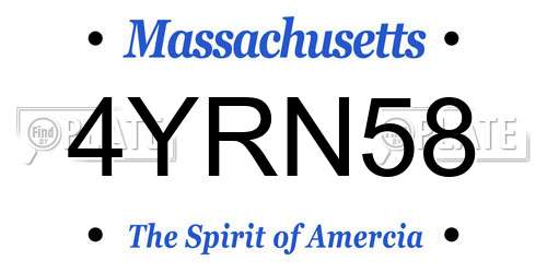 4YRN58 Massachusetts License Plate