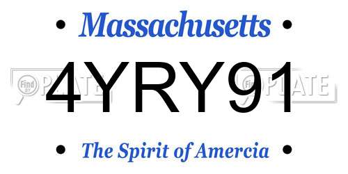 4YRY91 Massachusetts License Plate