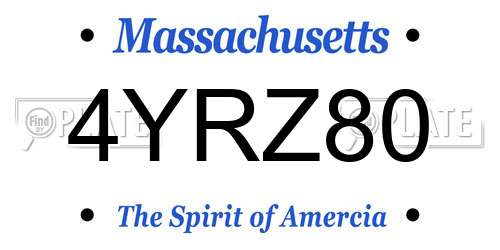 4YRZ80 Massachusetts License Plate