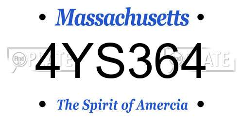 4YS364 Massachusetts License Plate
