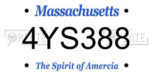 4YS388 Massachusetts License Plate