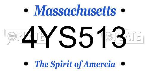 4YS513 Massachusetts License Plate