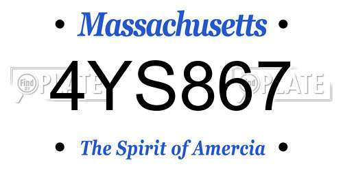 4YS867 Massachusetts License Plate