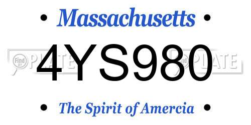 4YS980 Massachusetts License Plate