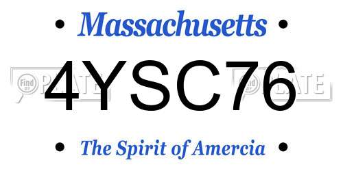 4YSC76 Massachusetts License Plate