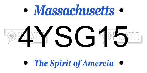 4YSG15 Massachusetts License Plate