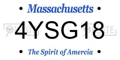 4YSG18 Massachusetts License Plate