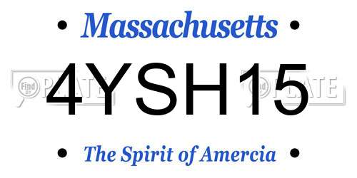 4YSH15 Massachusetts License Plate