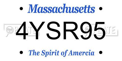 4YSR95 Massachusetts License Plate