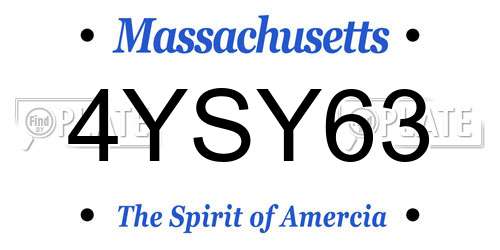 4YSY63 Massachusetts License Plate