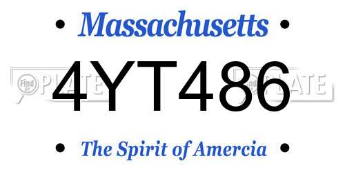 4YT486 Massachusetts License Plate