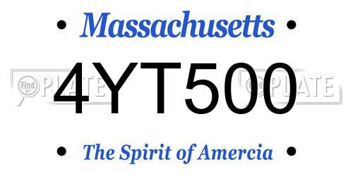 4YT500 Massachusetts License Plate