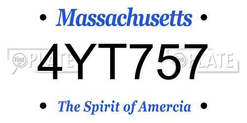 4YT757 Massachusetts License Plate