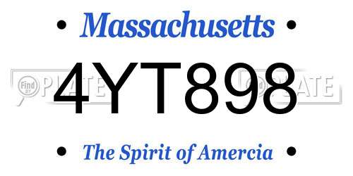 4YT898 Massachusetts License Plate