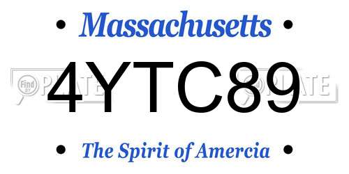 4YTC89 Massachusetts License Plate
