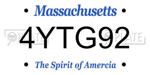 4YTG92 Massachusetts License Plate