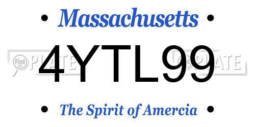 4YTL99 Massachusetts License Plate