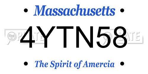 4YTN58 Massachusetts License Plate