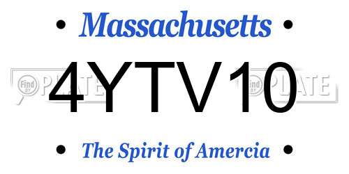 4YTV10 Massachusetts License Plate