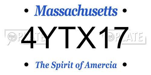 4YTX17 Massachusetts License Plate