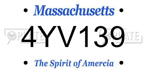 4YV139 Massachusetts License Plate