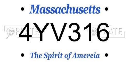 4YV316 Massachusetts License Plate