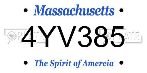 4YV385 Massachusetts License Plate