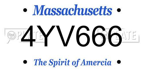 4YV666 Massachusetts License Plate