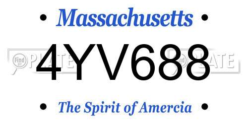 4YV688 Massachusetts License Plate