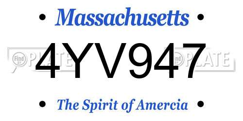 4YV947 Massachusetts License Plate