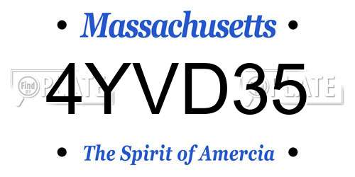 4YVD35 Massachusetts License Plate