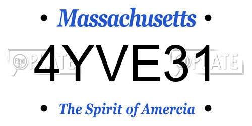 4YVE31 Massachusetts License Plate