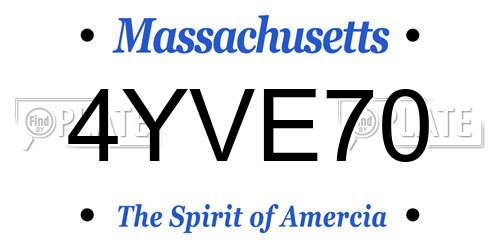 4YVE70 Massachusetts License Plate