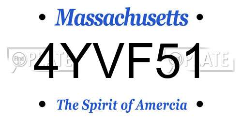 4YVF51 Massachusetts License Plate