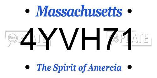 4YVH71 Massachusetts License Plate