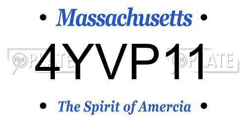 4YVP11 Massachusetts License Plate
