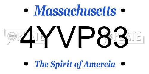 4YVP83 Massachusetts License Plate