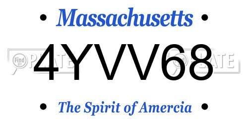 4YVV68 Massachusetts License Plate