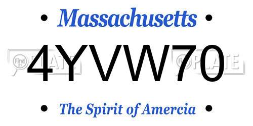 4YVW70 Massachusetts License Plate