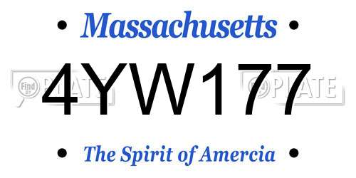 4YW177 Massachusetts License Plate